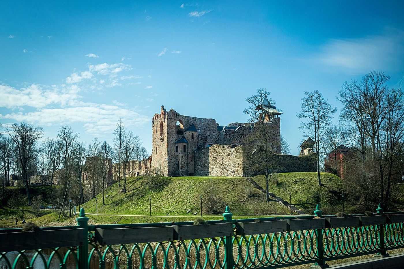 Dobele castle ruins above the valley
